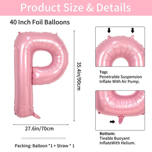 Biapian light pink alphabet balloon with straw for reuse.