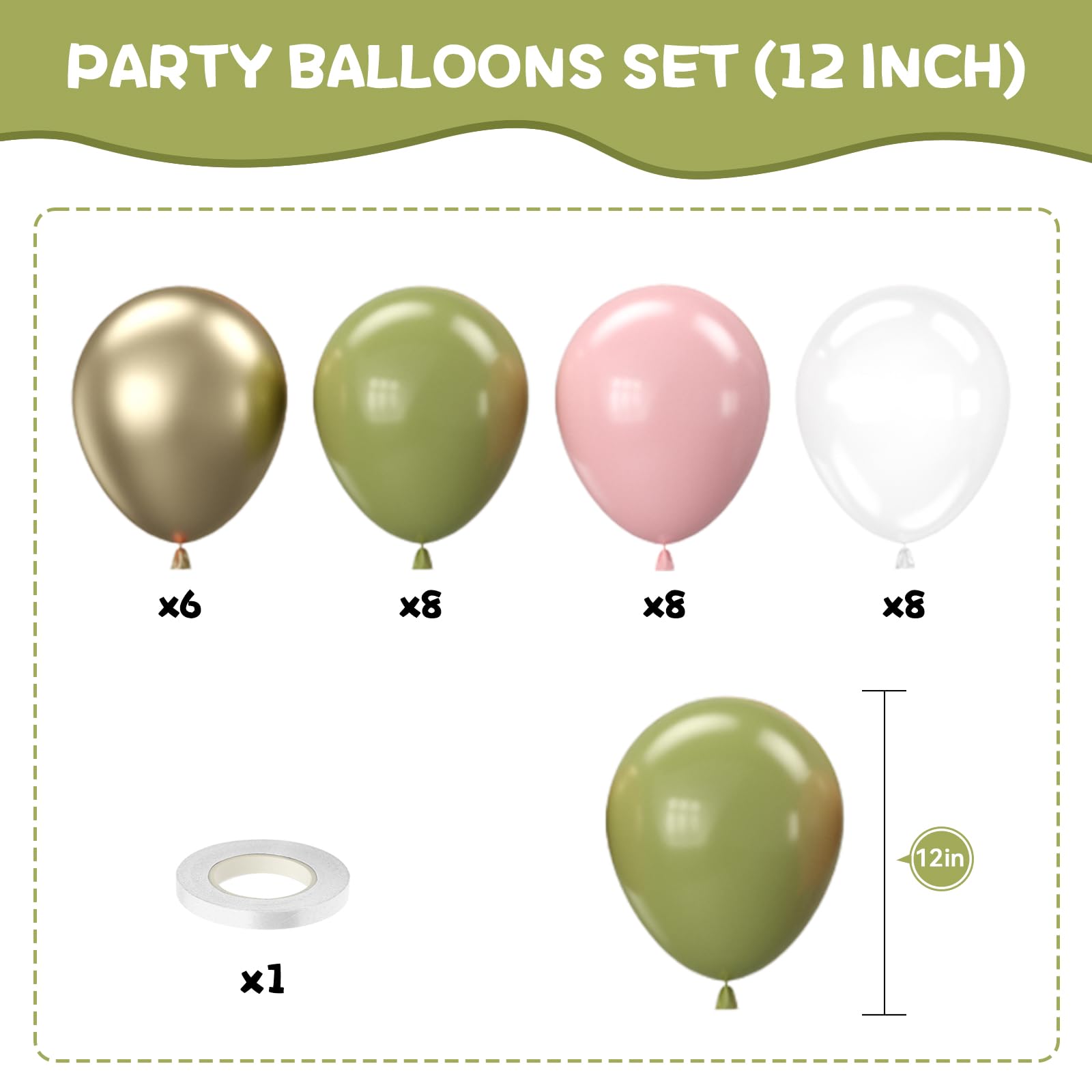 Biapian metallic gold olive-green balloons shine for festive scenes