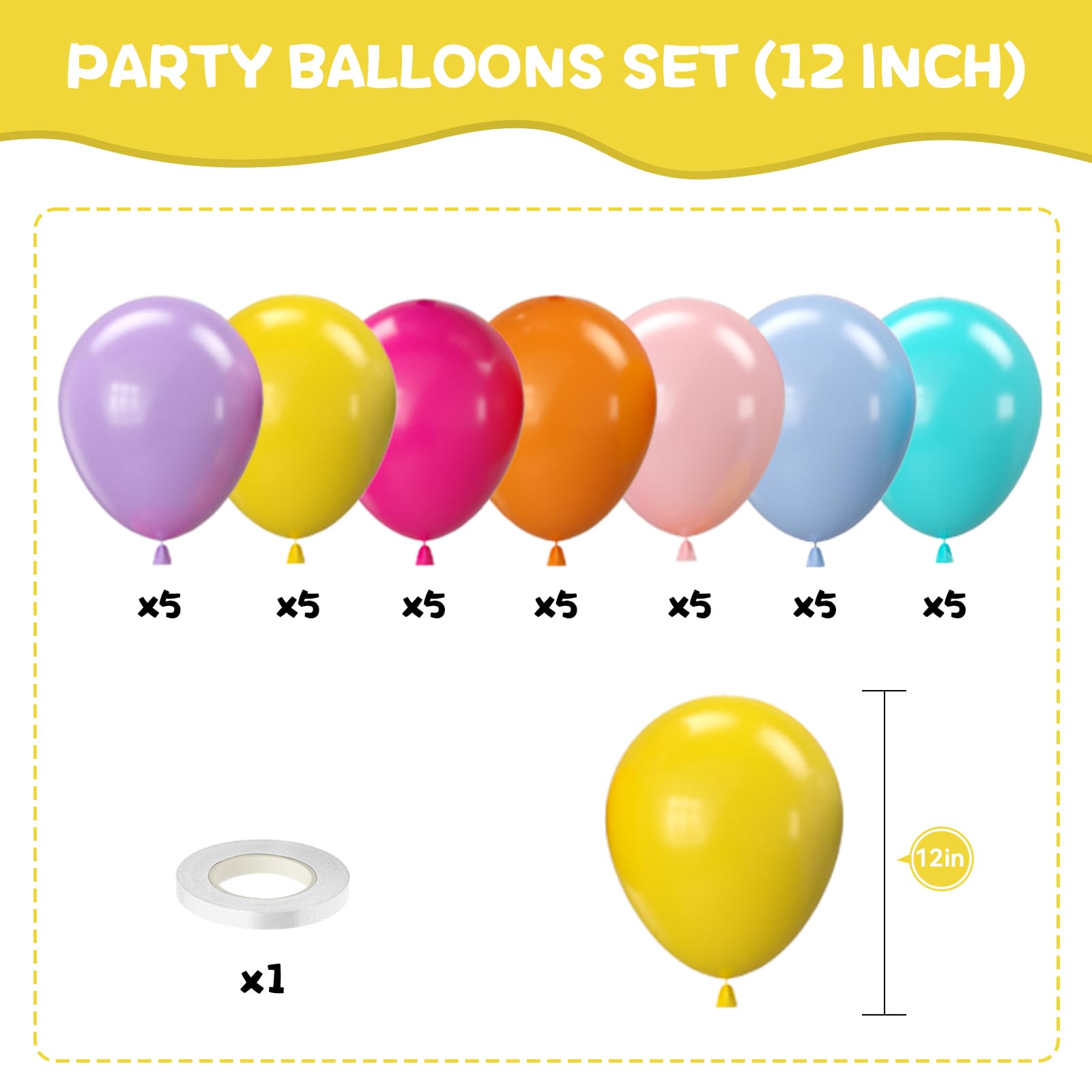 Biapian multicolor balloons arranged to create a festive rainbow backdrop.