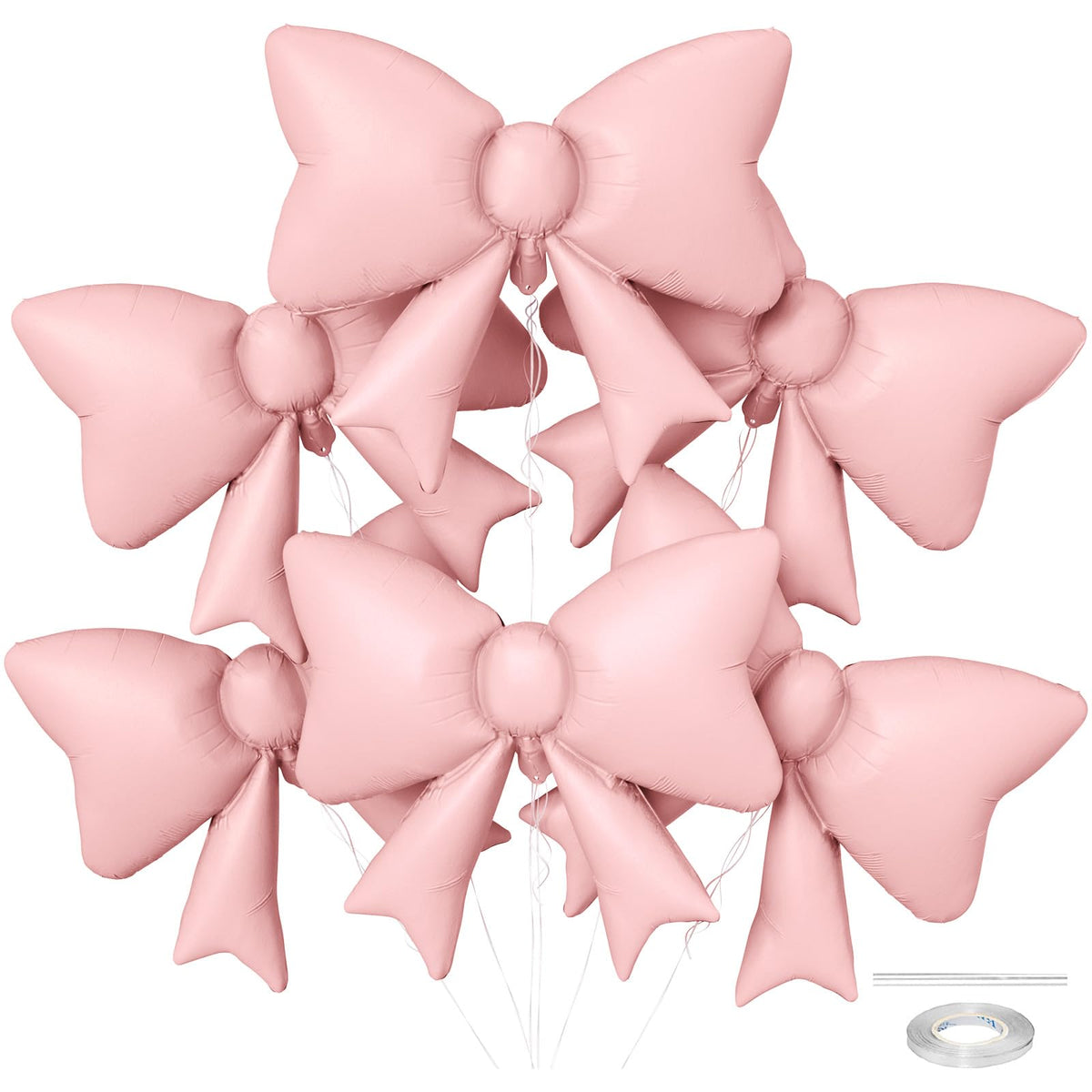 Biapian pastel pink bow balloon set of 6 adds festive charm to parties.