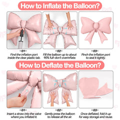 Biapian pastel pink bow balloon used as table decor and backdrop.