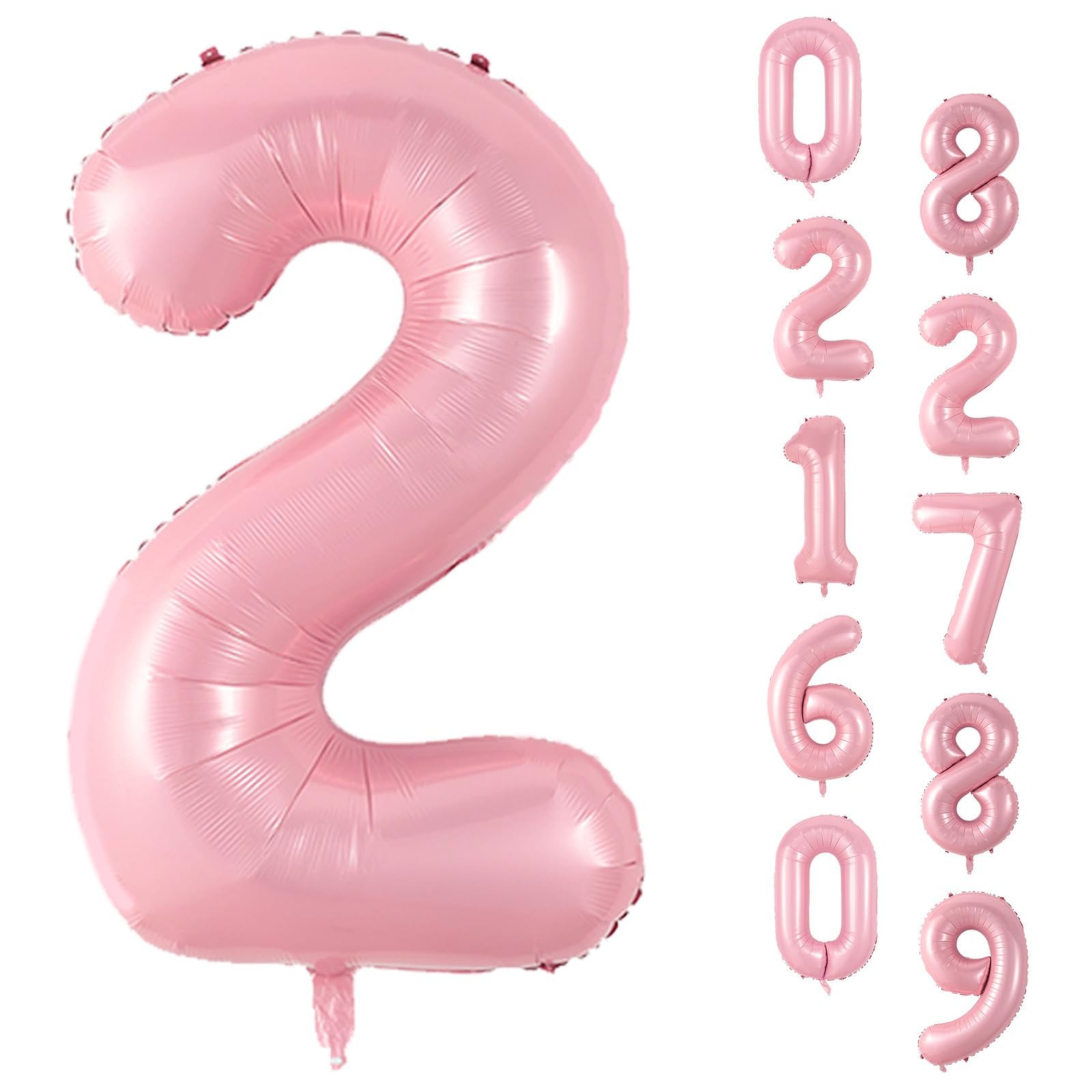 Biapian pastel pink number 2 balloon 40 inch, bold centerpiece for parties.