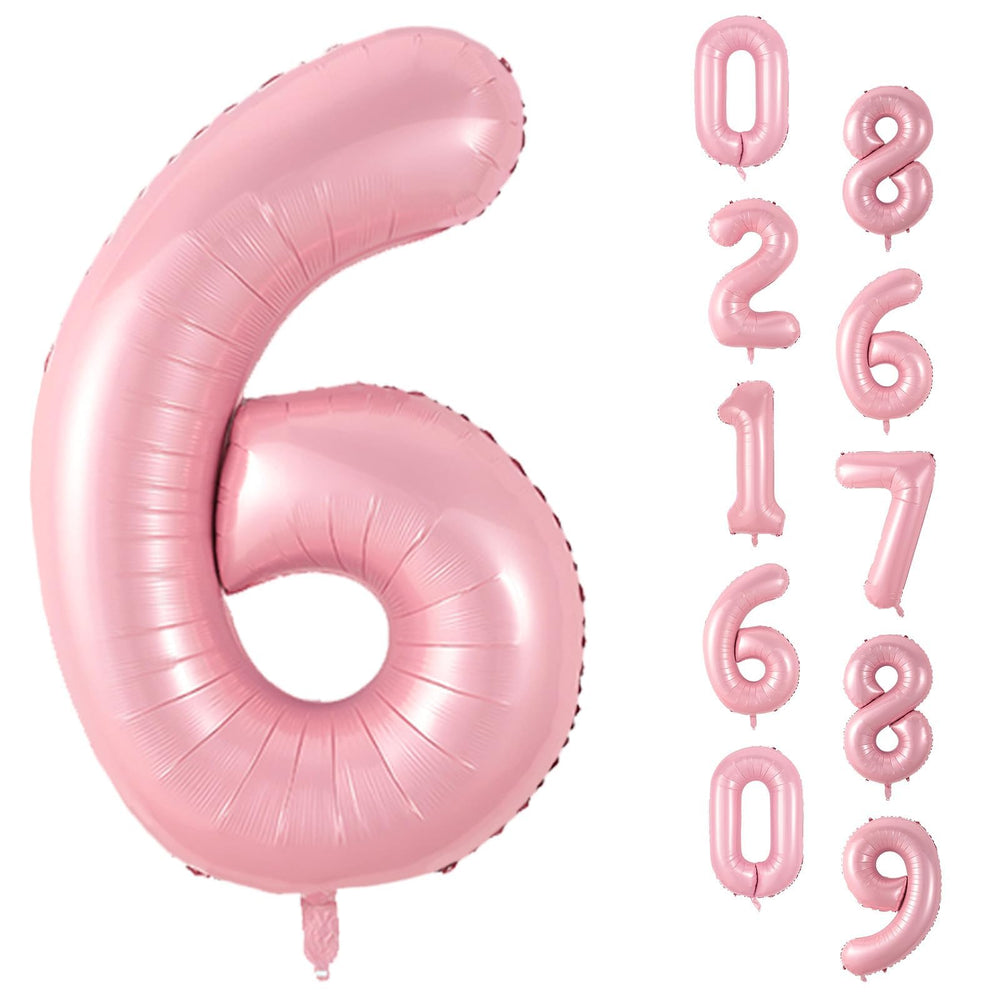Biapian pastel pink 40-inch number 6 balloon for standout birthday decor.