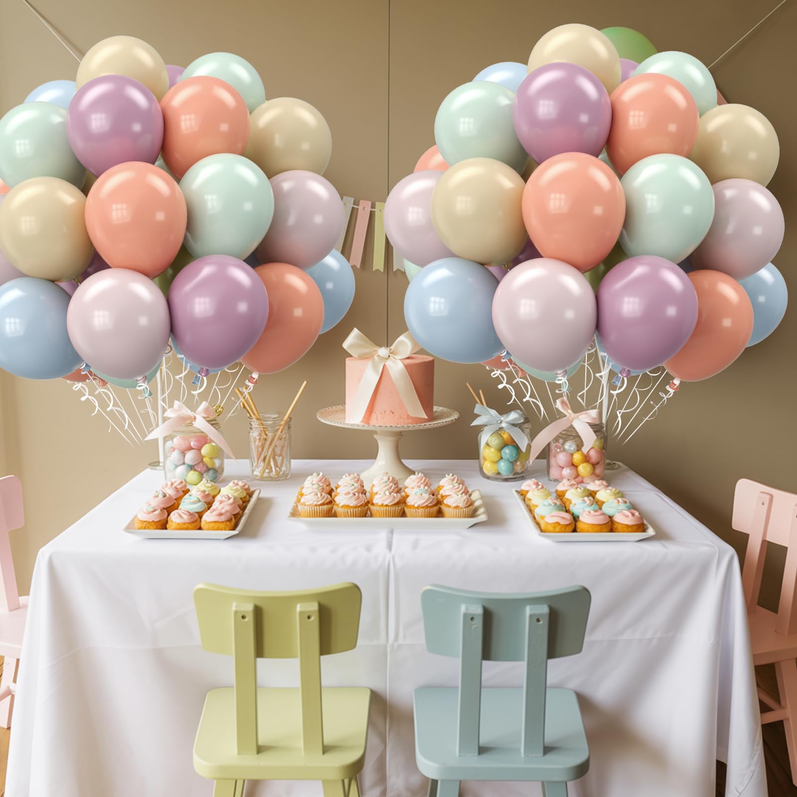 Biapian pastel retro balloons beige closeup add elegant party vibe