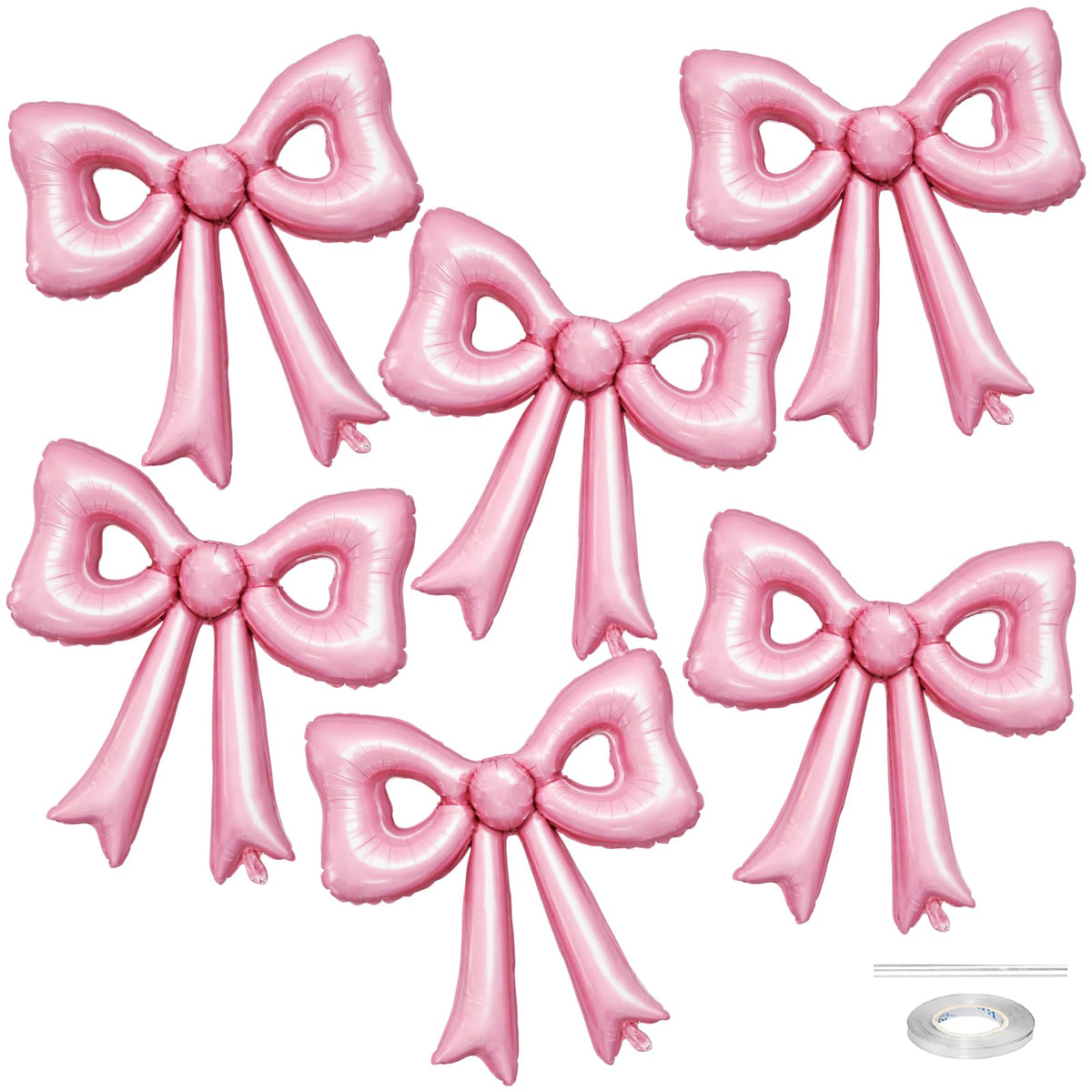 Biapian pearl pink bow balloon 30in enhances party decor with elegant, reusable charm.
