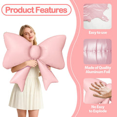 Biapian pink bow balloon close-up showing premium matte texture.