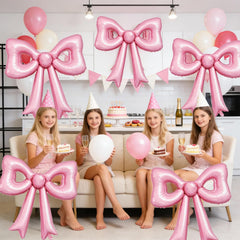 Biapian pink bow balloon party decor for festive rooms and celebrations.