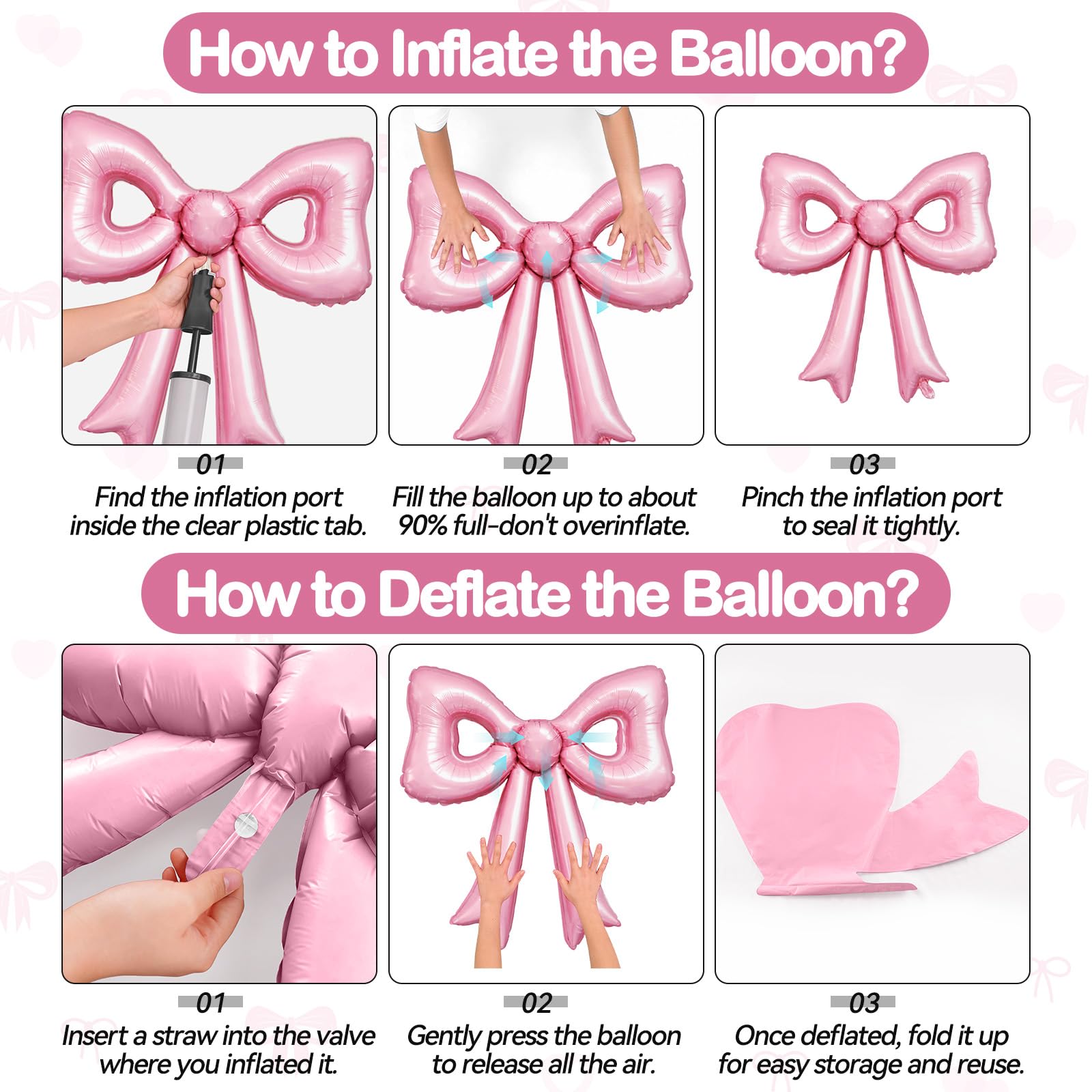 Biapian pink bow balloon is durable and reusable for future celebrations.