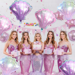 Biapian sea shells balloons inflation kit, includes straw for easy setup.