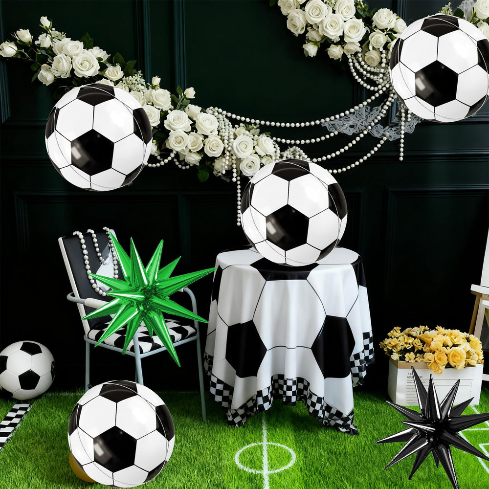Biapian soccer-themed decor idea for entrances and tables.