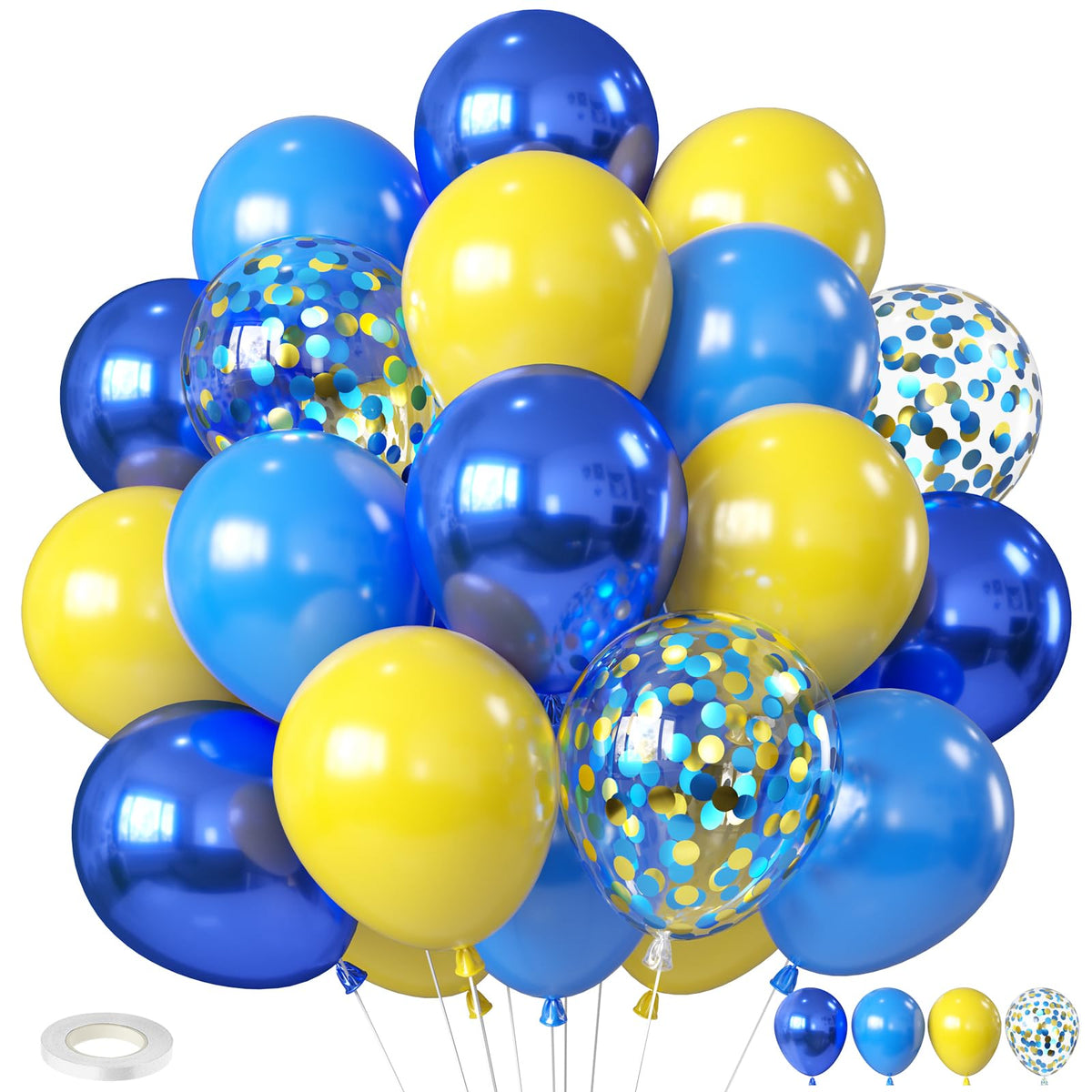 Biapian yellow-blue balloon set 12in adds vibrant color to celebrations.