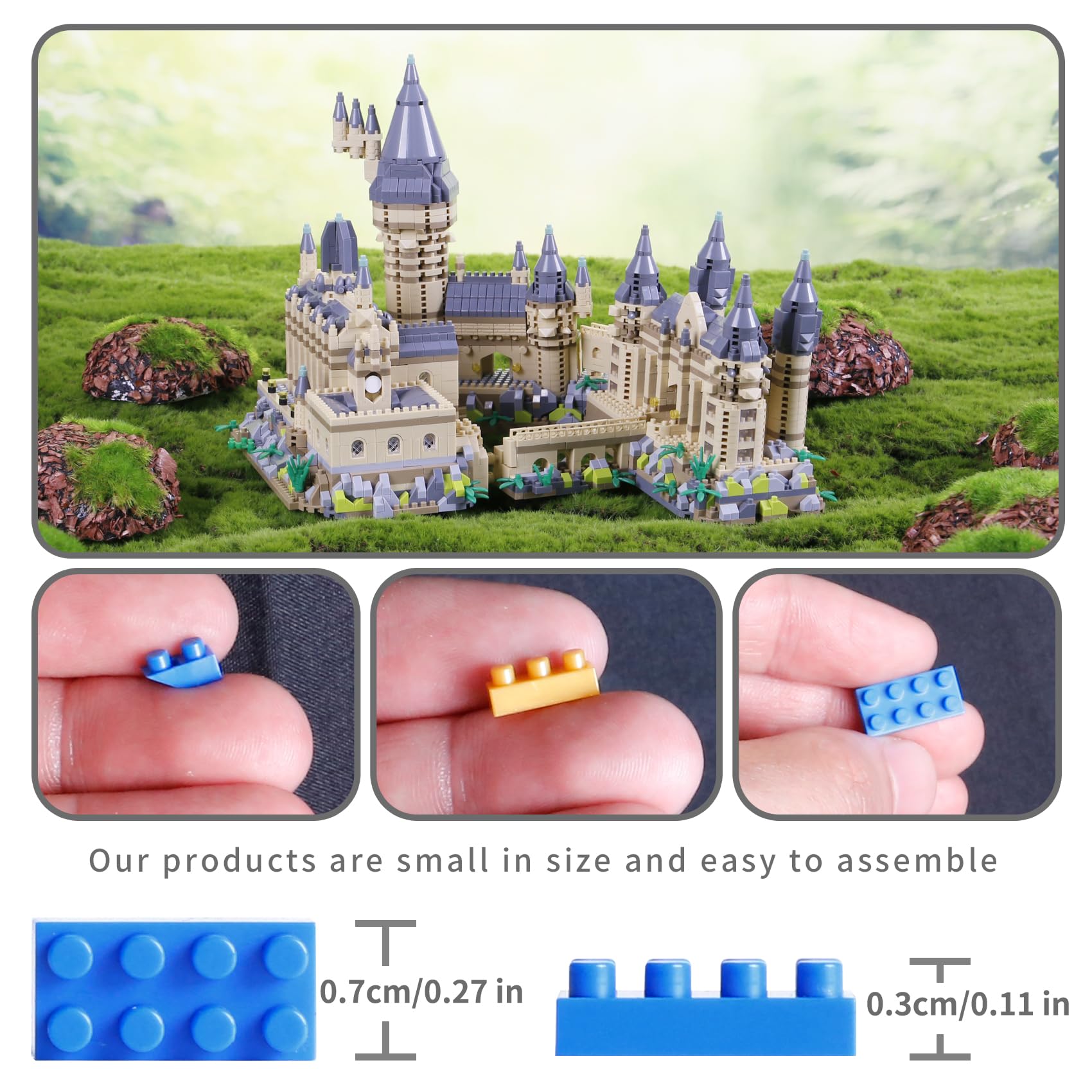 Bibilock micro mini blocks with detailed castle assembly for focused building.