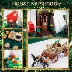 Bibilock treehouse exterior with mushrooms highlights a playful decorative piece.