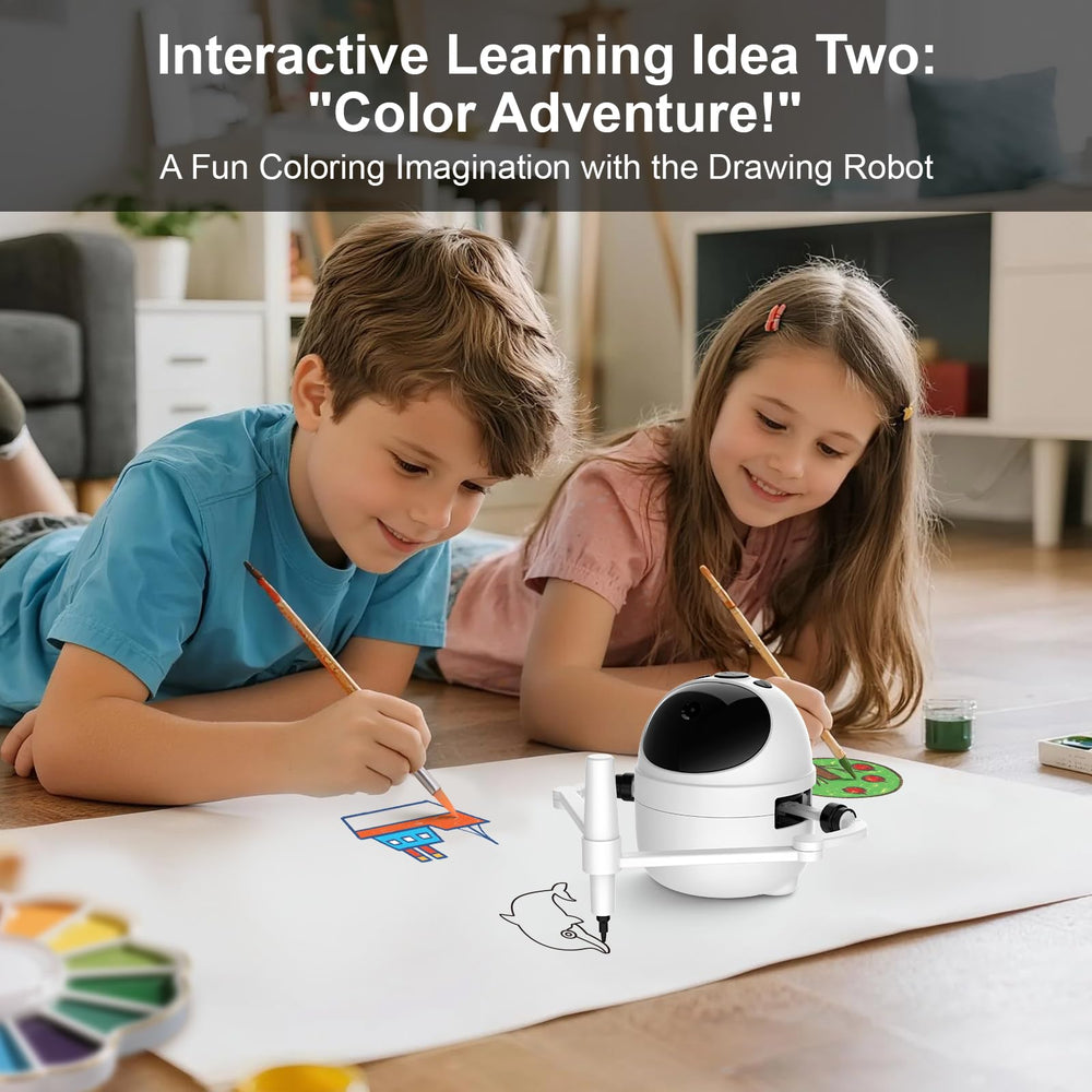 BiBiSi robot shown with colorful markers for vibrant art.