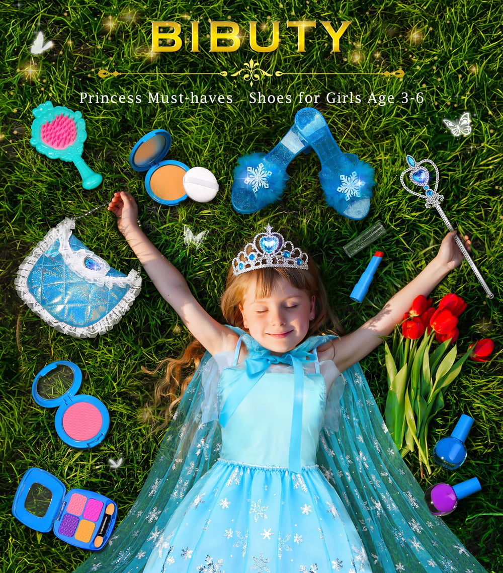 BIBUTY princess crown tiara completes the regal pretend look.