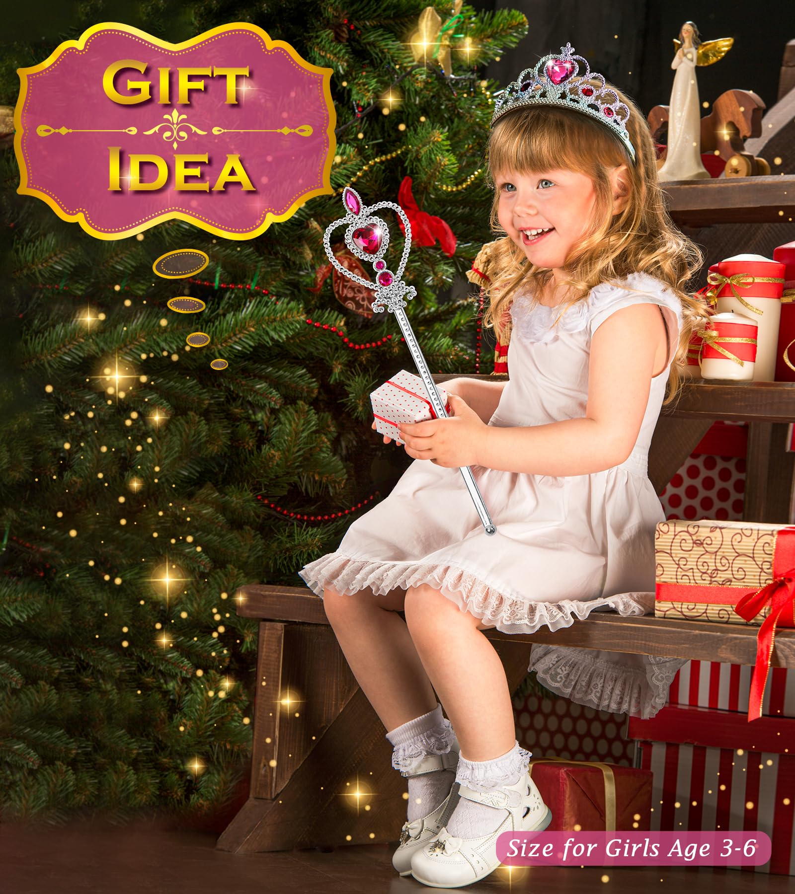 Bibuty princess wand with shimmering details for pretend princess adventures.