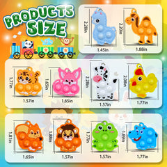 BicMan animal mini pop it keychain bunny design, pocket sensory toy for kids