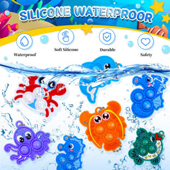 BicMan sea animal pop keychain closeup, showing tactile bubbles for sensory play.