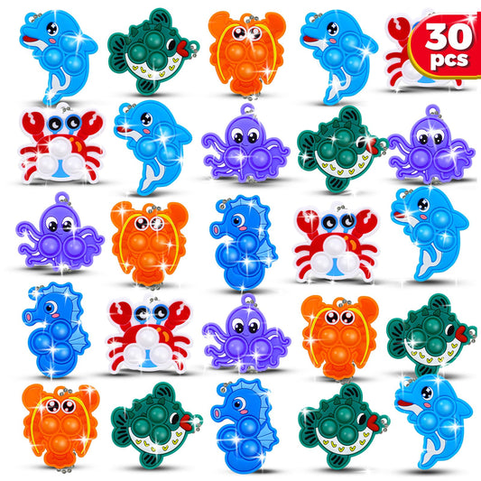 BicMan sea animal pop keychain in multi colors, ideal for party favors.