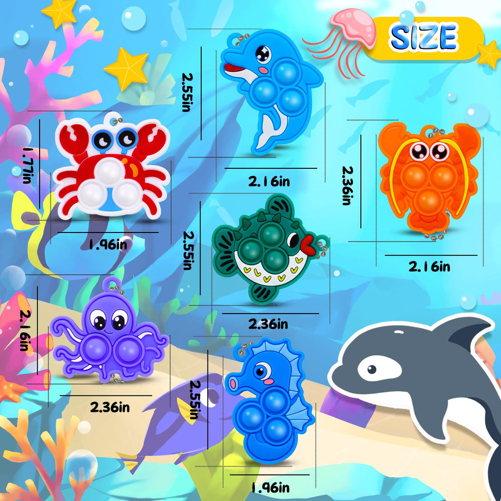 BicMan sea animal pop keychain pack, a colorful set for events and prizes.