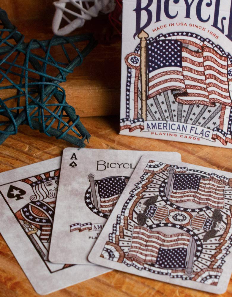 Premium Bicycle cardstock on American Flag deck delivers durability and smooth shuffles.