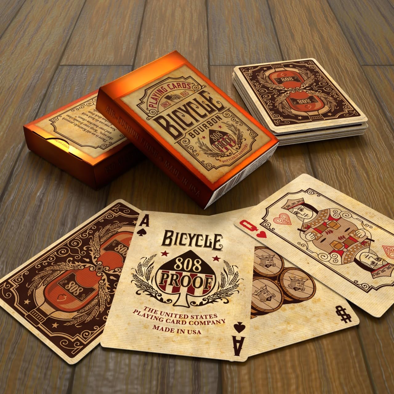 Bicycle Bourbon playing cards enable smooth shuffles and easy handling.