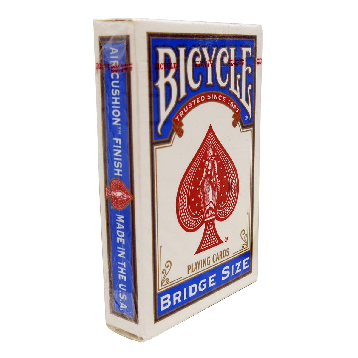 Bicycle Bridge Size Playing Cards in red, durable plastic-coated finish for smooth shuffles.