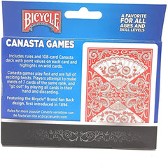Bicycle Canasta 108 cards with included instructions for quick setup and play