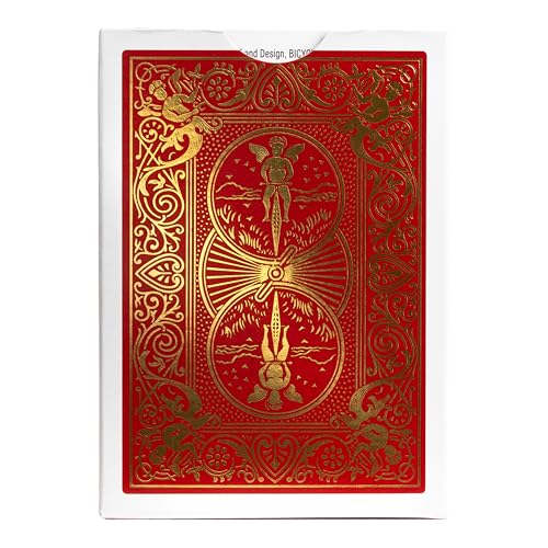 Bicycle card backs with red-gold Metalluxe foil highlight luxury finish.