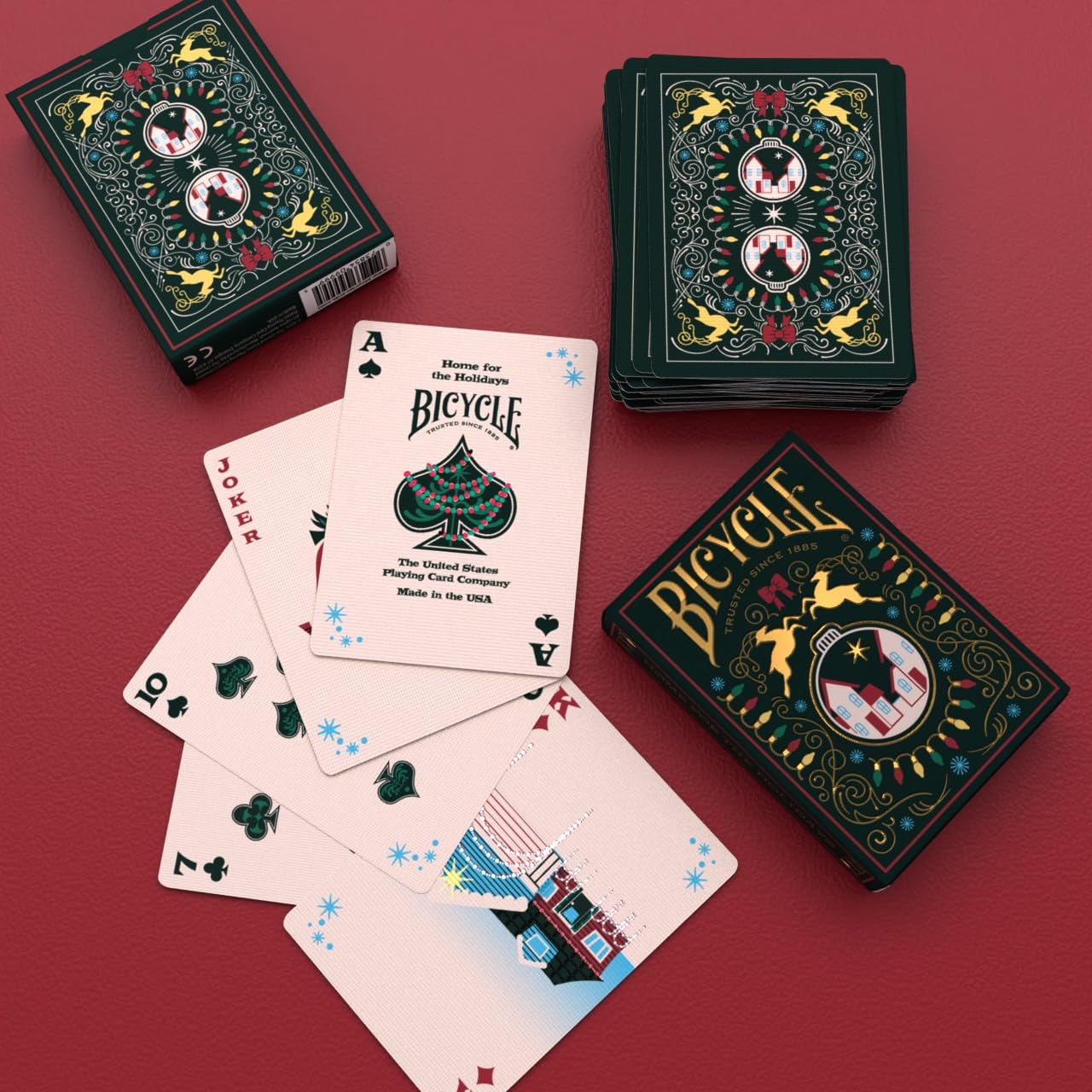 Bicycle collectible holiday playing cards for keepsake gifting.