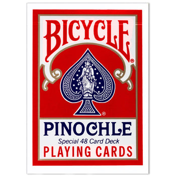 Bicycle Deluxe Pinochle jumbo index blue deck on table for easy viewing