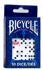 Bicycle Dice Set with white and black d6, 16mm, for fair rolling.