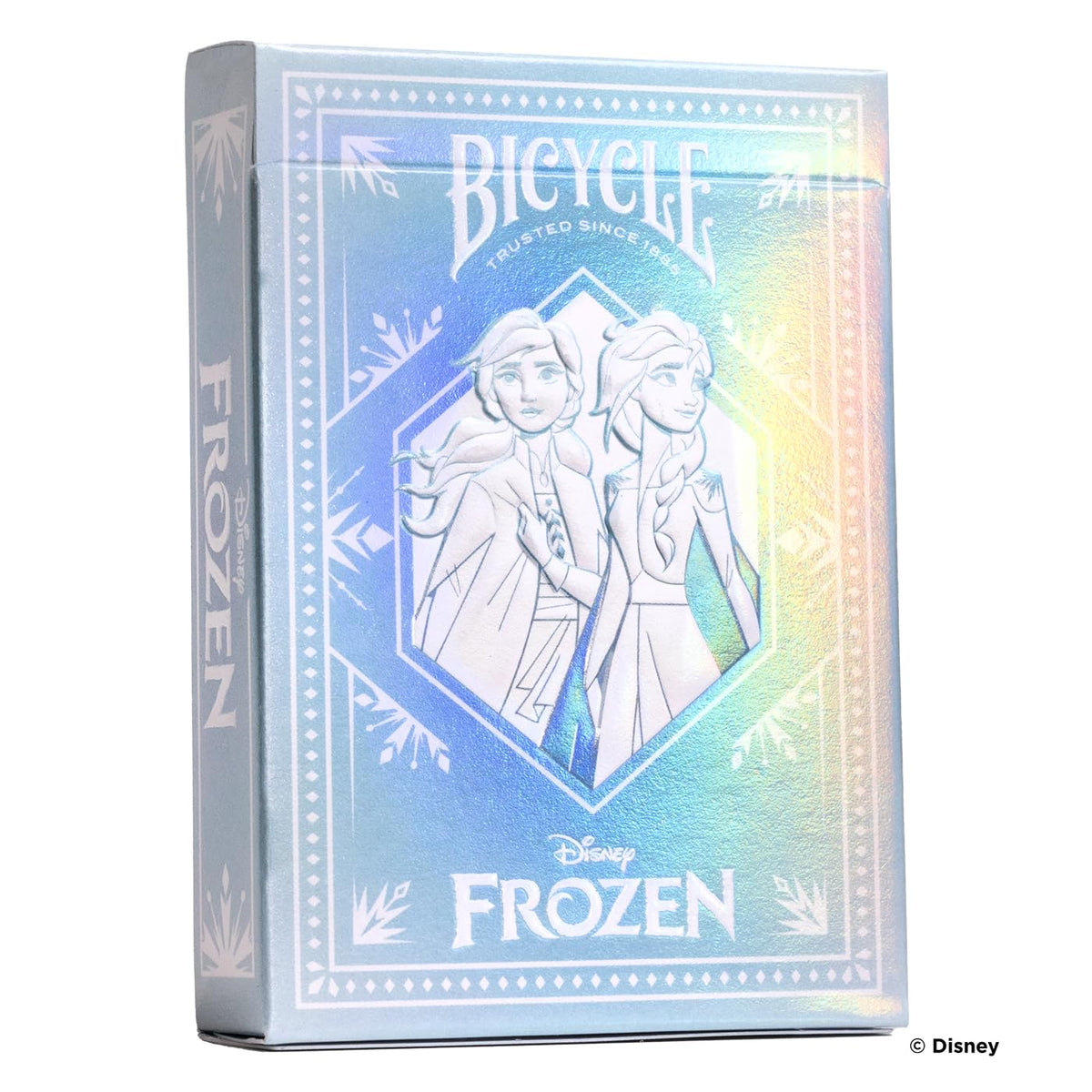 Bicycle Disney Frozen playing cards back design with icicle blues for seasonal fun
