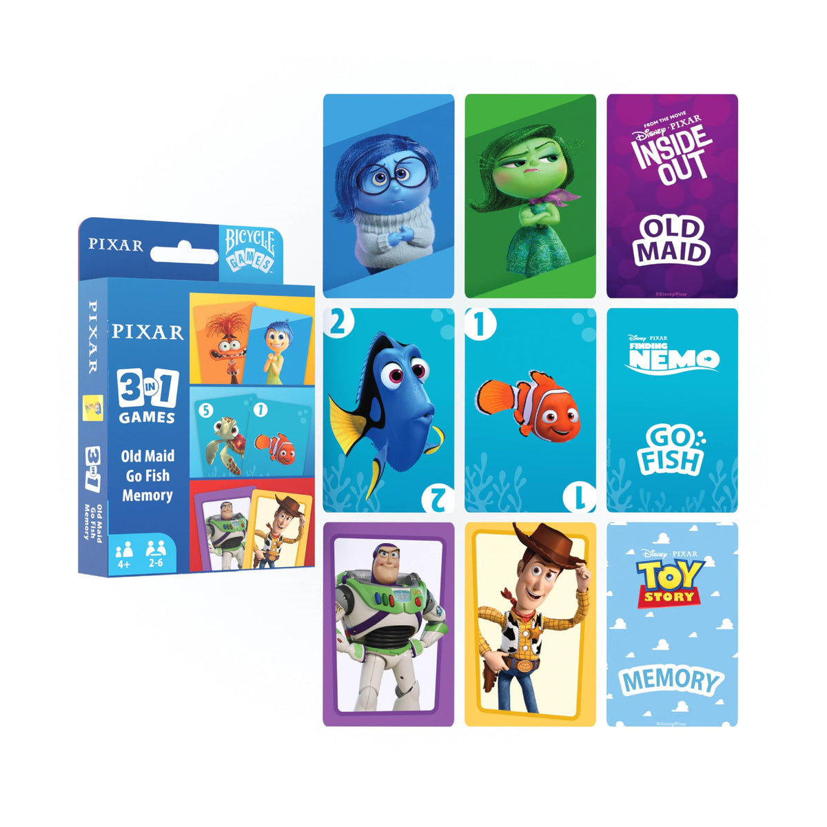 Bicycle Disney Pixar 3-in-1 Old Maid deck for family game nights