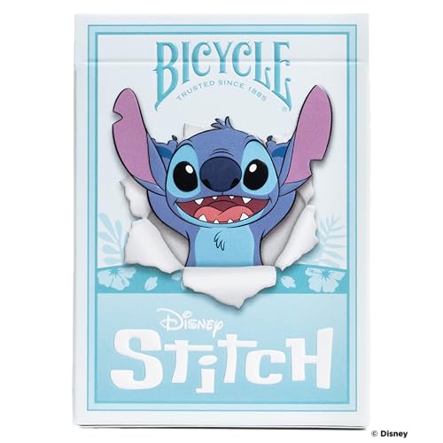 Bicycle Disney Stitch Angel court cards with playful artwork for family games.