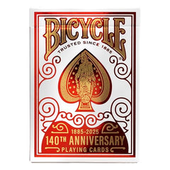 Bicycle foil tuck case closeup reveals red-and-gold shine.