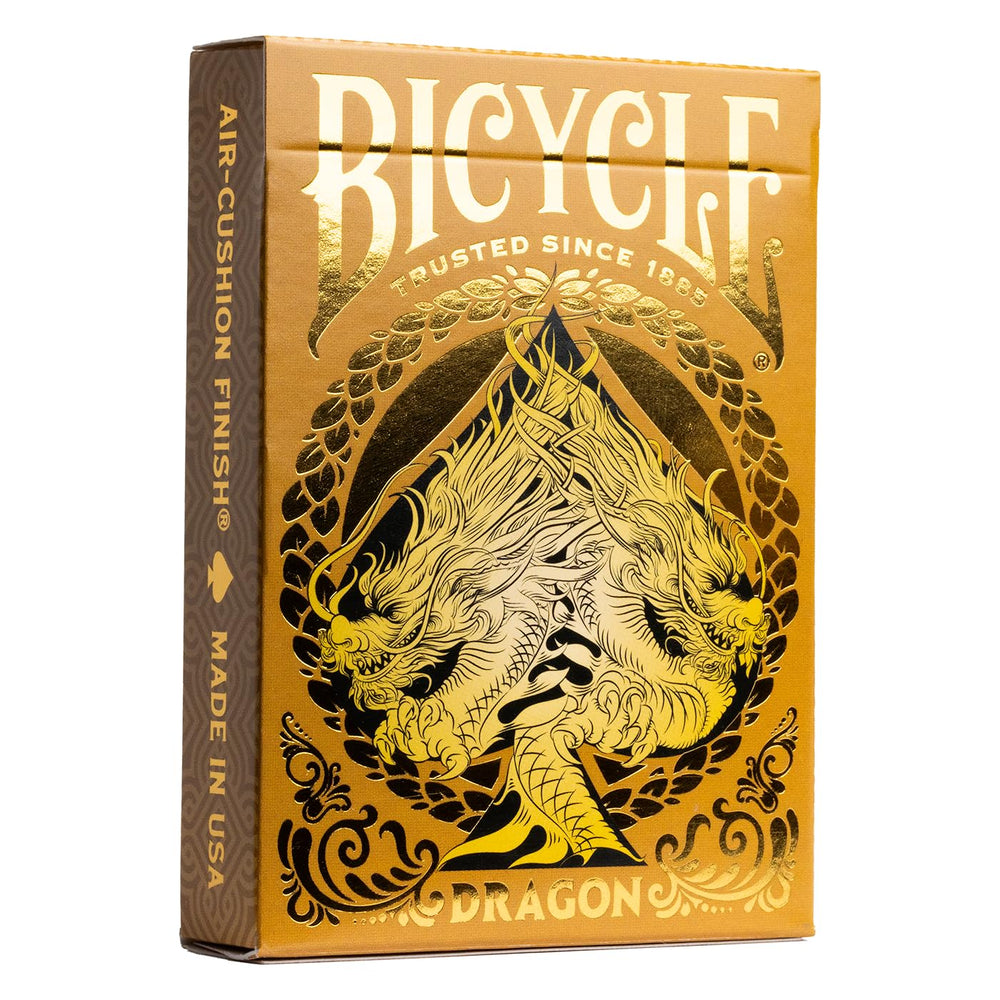 Bicycle Gold Dragon card back design showcases dual dragons for collectors and game nights.