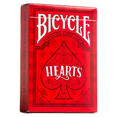 Bicycle Hearts playing cards tuck case close up with silver and cobalt foil detail.