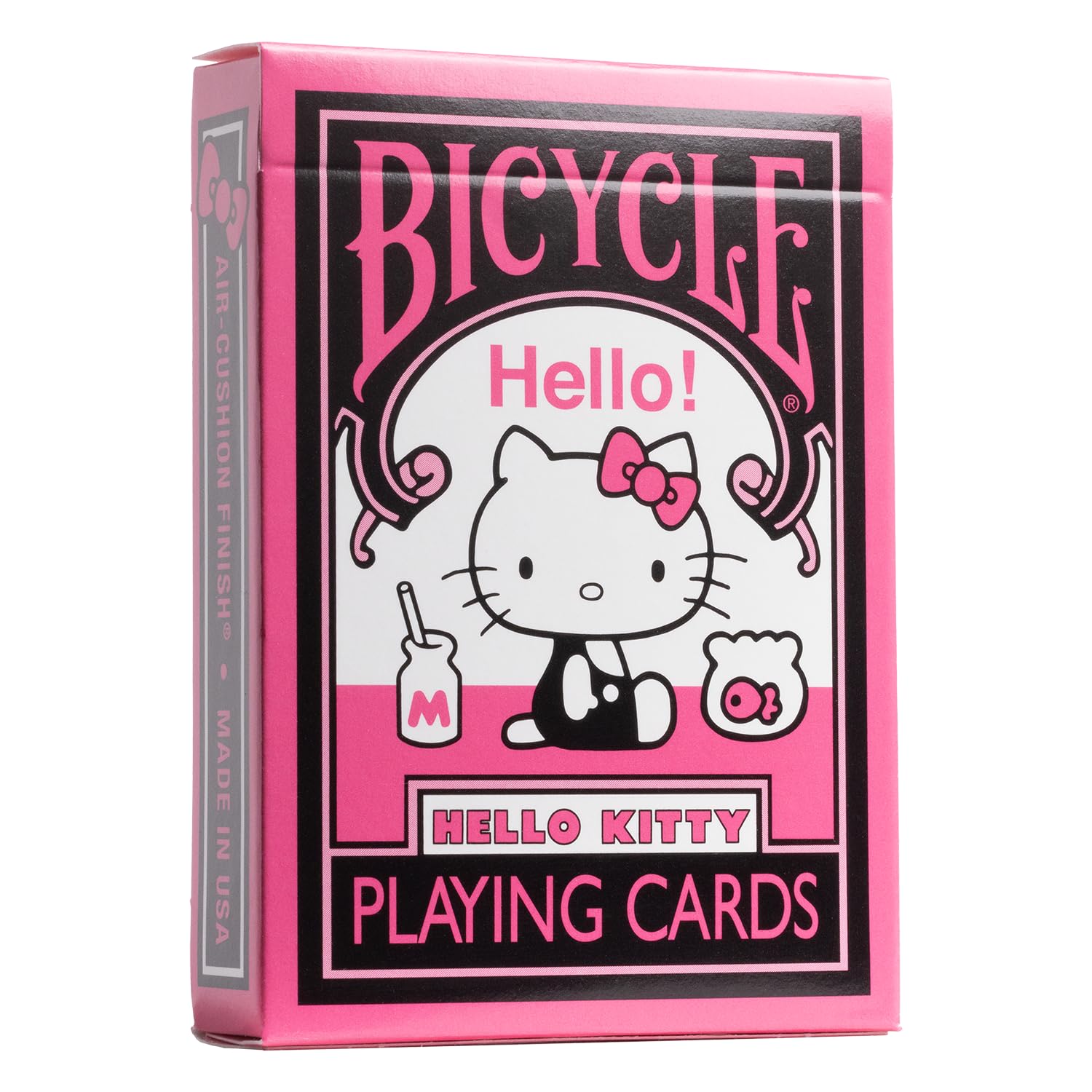 Bicycle Hello Kitty playing cards showing black and pink card faces for stylish gameplay