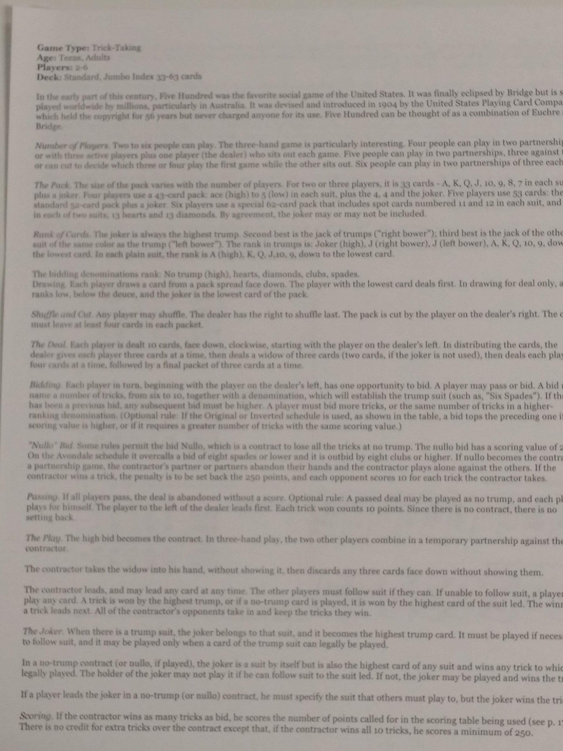 Instructions for six-handed play to set up quickly