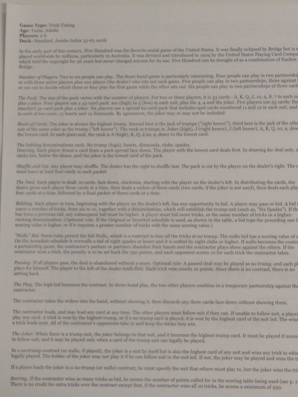 Instructions for six-handed play to set up quickly