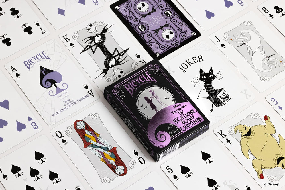 Bicycle Jack Skellington card displays iconic character for collector appeal.