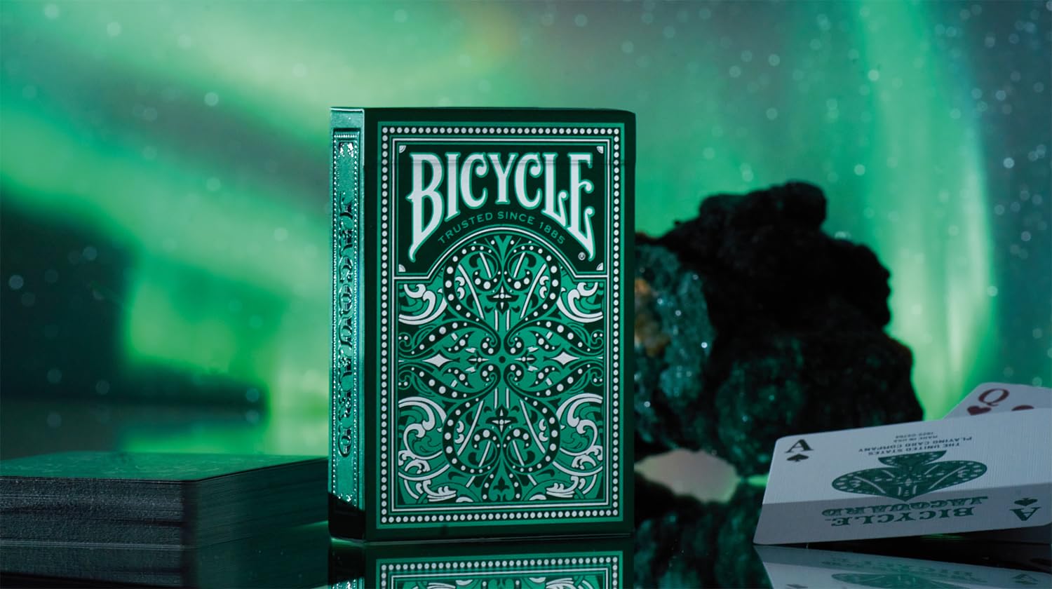 Recolored court cards from Bicycle Jacquard in silver and deep green