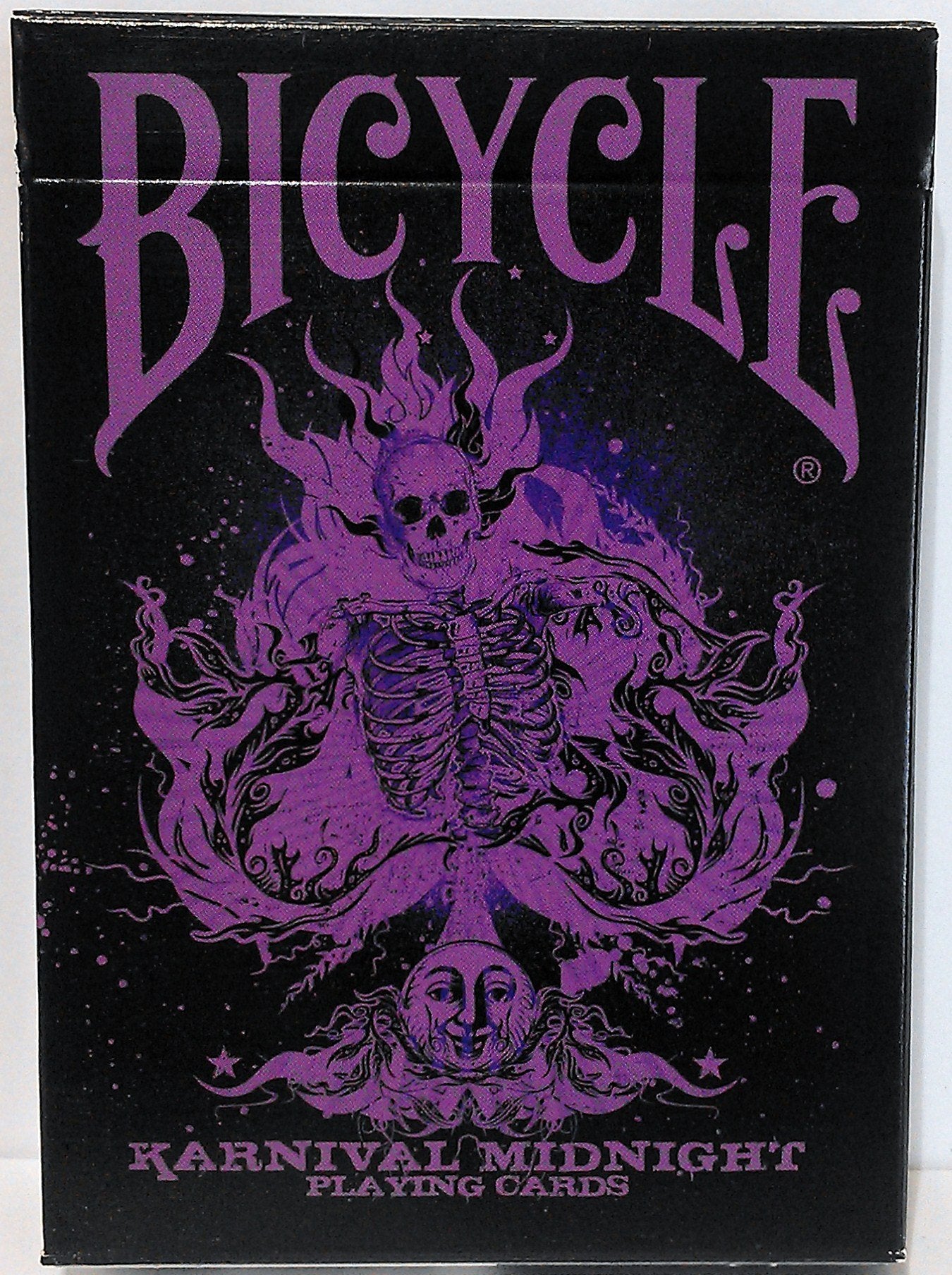 Bicycle Karnival Midnight Purple back design highlights subtle one-way pattern for performances.