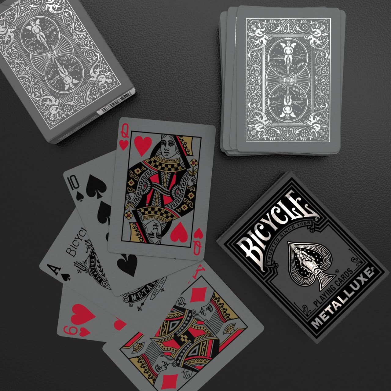 Bicycle Metalluxe card in hand during smooth shuffle.