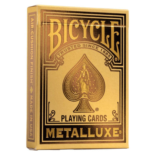 Bicycle Metalluxe gold foil back design highlights premium finish for collectors and players.