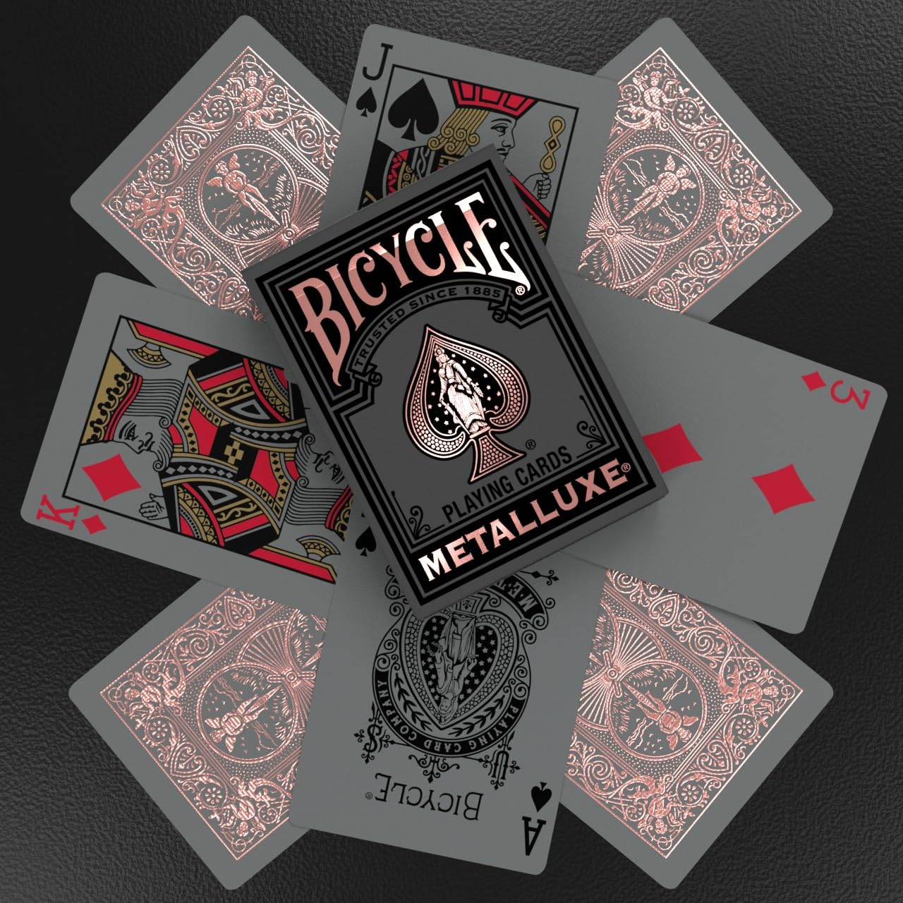 Bicycle Metalluxe premium cardstock designed for durability.