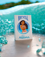 Bicycle Moana custom court cards showcase Moana, Maui, Hei Hei and Pua