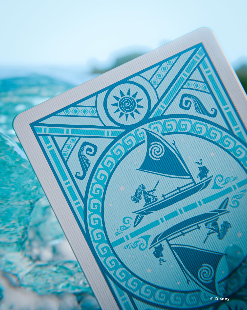 Bicycle Moana ocean-blue foil on the card back enhances display