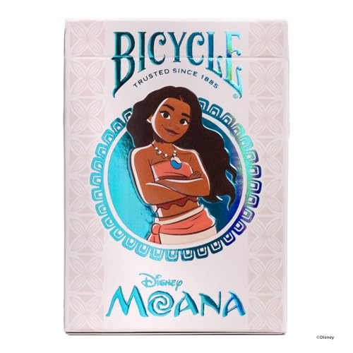Bicycle Moana playing cards back view with canoe motif adds stylish table art